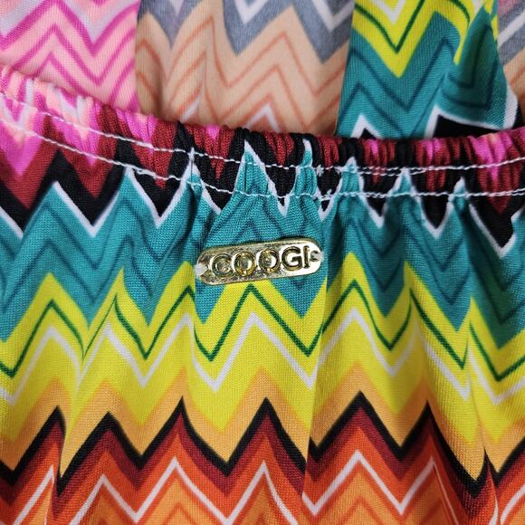 Coogi Beach Coverup Dress Womens S Chevron Colorful Y2K Mini Halter Padded Bra - Picture 5 of 16
